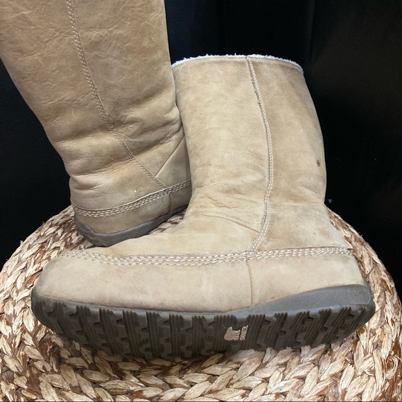 Sorel tan suede fur lining winter snow boots - Picture 5 of 8